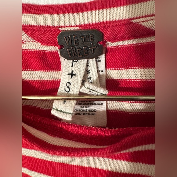 WE THE FREE Small Red Ivory Muscle Madness Tee Italian Gondola Driver Oversized - Picture 5 of 13